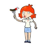 cartoon woman eating sausage
