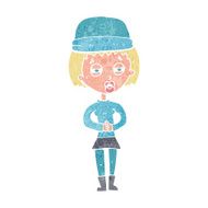 cartoon woman wearing winter hat N12