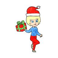 cartoon woman with present N6