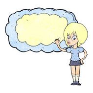 cartoon woman with cloud text space N5