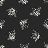bee doodle seamless pattern background