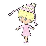 cartoon woman wearing winter hat N13