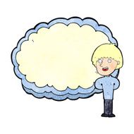 cartoon happy man with cloud text space N2