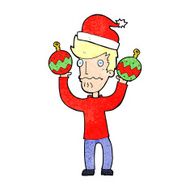 cartoon man with christmas baubles N2