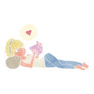 cartoon woman loving her book