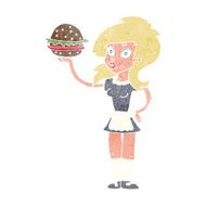 cartoon waitress with burger N6