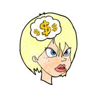 cartoon woman thinking about money N2