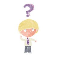 cartoon school boy with question