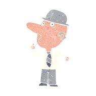 cartoon man wearing bowler hat N11