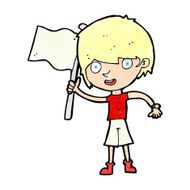 cartoon boy with flag N2