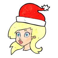 cartoon woman wearing christmas hat N9