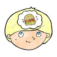 cartoon man thinking about junk food N2