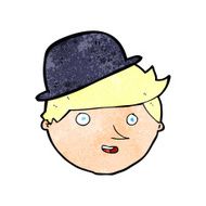 cartoon man wearing bowler hat N13