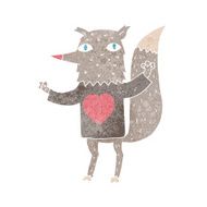cartoon wolf with love heart tee