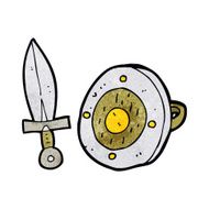 Cartoon Sword And Shield N3