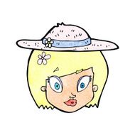 cartoon woman wearing summer hat N4