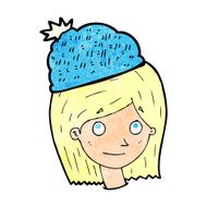 cartoon woman wearing winter hat N14