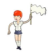 cartoon woman waving white flag N2