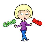 cartoon woman weighing up options N4