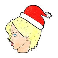 cartoon woman wearing santa hat N4