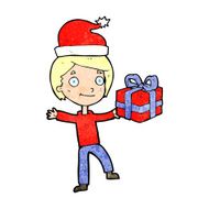 cartoon boy with present N4