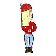 cartoon woman wearing winter hat N15