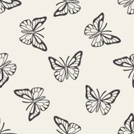 butterfly doodle seamless pattern background