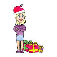 cartoon woman ready for christmas N29