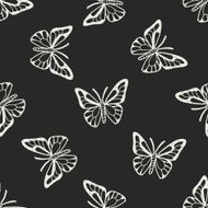 butterfly doodle seamless pattern background N3