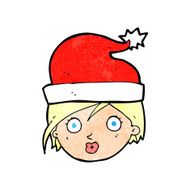 cartoon woman wearing christmas hat N12