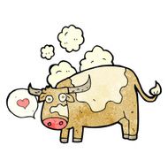 cartoon cow with love heart