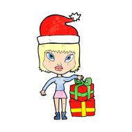 cartoon woman with present N9