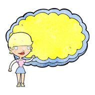 cartoon woman with space text cloud