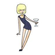 cartoon woman with cocktail