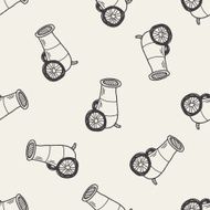 cannon doodle seamless pattern background N3