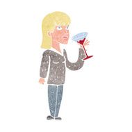 cartoon woman drinking cocktail N2