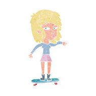 cartoon woman on skateboard N2