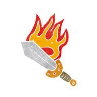 cartoon flaming sword N2