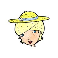 cartoon woman wearing summer hat N5