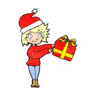 cartoon woman ready for christmas N30