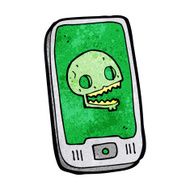 cartoon virus on mobile phone