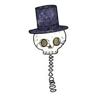 cartoon spooky skull in top hat N2