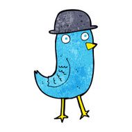 cartoon bluebird wearing hat