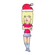 cartoon woman in christmas hat N4