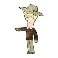 cartoon pointing man wearing hat