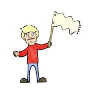 cartoon man waving white flag