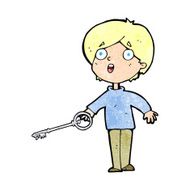 cartoon boy with key