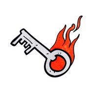 cartoon flaming key