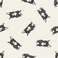 cat doodle drawing seamless pattern background N3