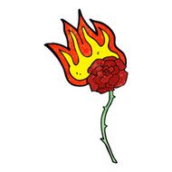 cartoon burning rose